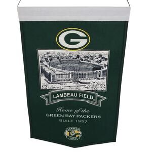 Green Bay Packers Lambeau Field Banner NFL Winning Streak Embroidered Mancave